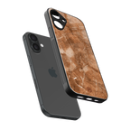 caramel brown marble back phone cover | glass case for iphone 16 plus