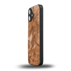 caramel brown marble back phone cover | glass case for iphone 16 plus
