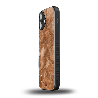 caramel brown marble back phone cover | glass case for iphone 16 plus