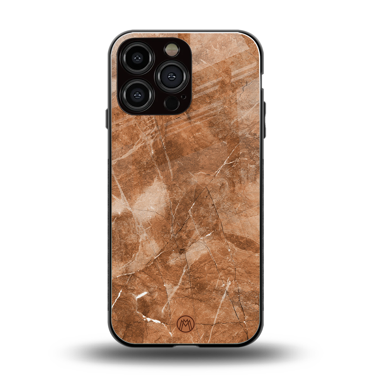 caramel brown marble back phone cover | glass case for iphone 16 pro max