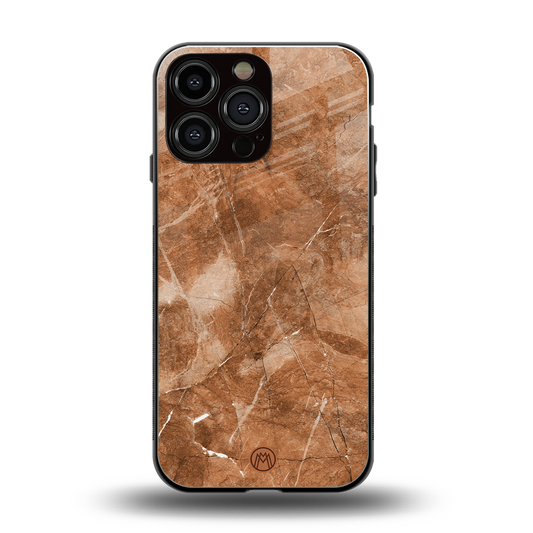 caramel brown marble back phone cover | glass case for iphone 16 pro max