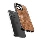 caramel brown marble back phone cover | glass case for iphone 16 pro max