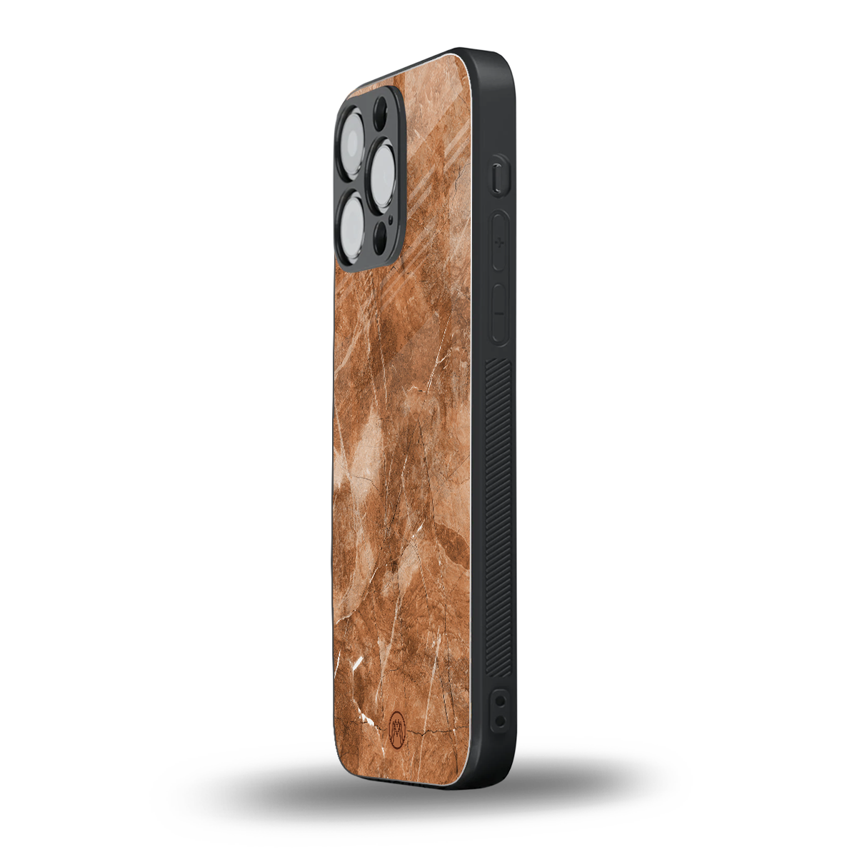 caramel brown marble back phone cover | glass case for iphone 16 pro max