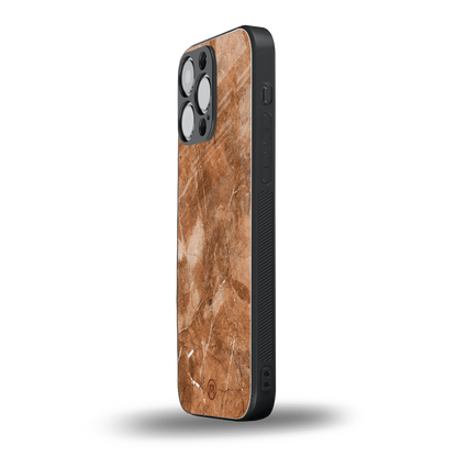 caramel brown marble back phone cover | glass case for iphone 16 pro max