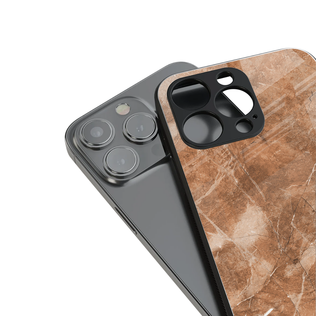 caramel brown marble back phone cover | glass case for iphone 13 pro