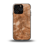 caramel brown marble back phone cover | glass case for iphone 16 pro