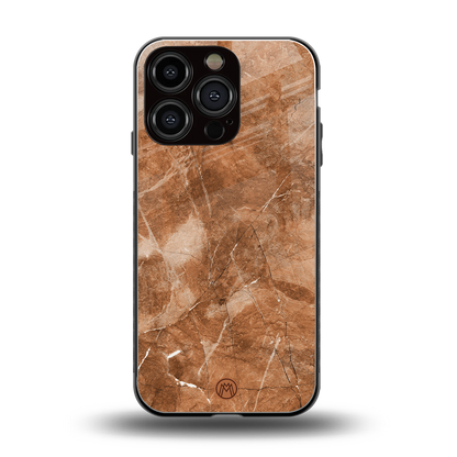 caramel brown marble back phone cover | glass case for iphone 16 pro