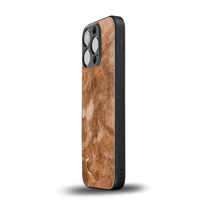 caramel brown marble back phone cover | glass case for iphone 16 pro