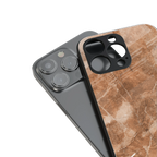 caramel brown marble back phone cover | glass case for iphone 16 plus