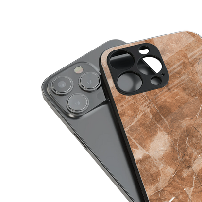 caramel brown marble back phone cover | glass case for iphone 14