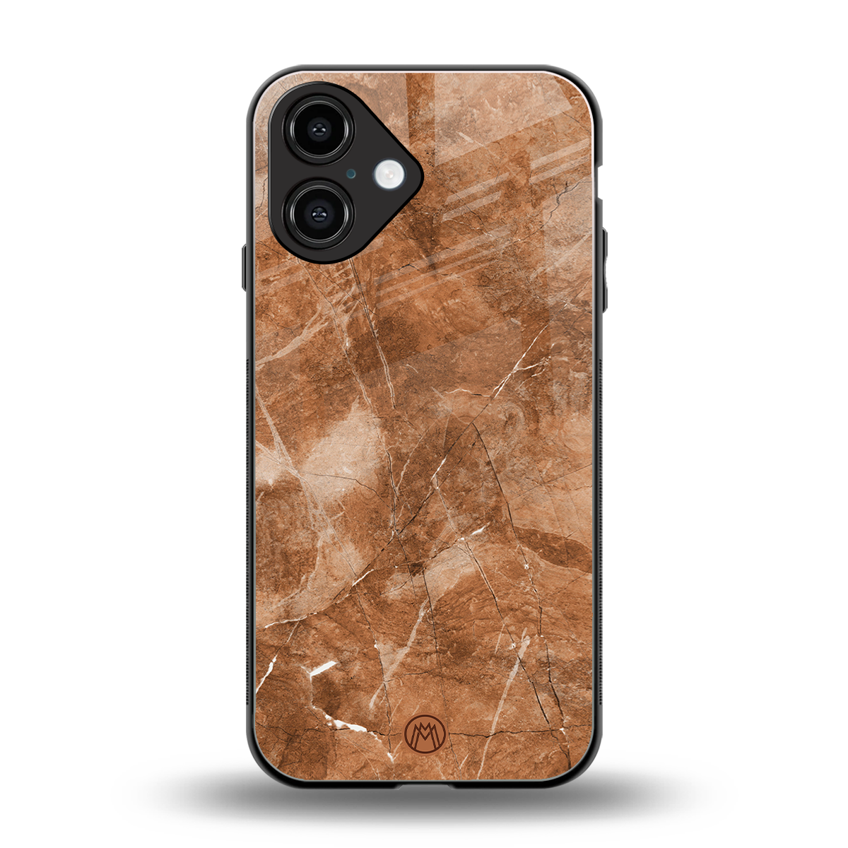 caramel brown marble back phone cover | glass case for iphone 16