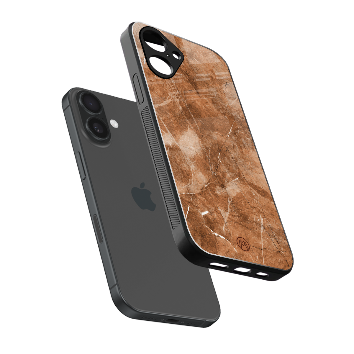 caramel brown marble back phone cover | glass case for iphone 16