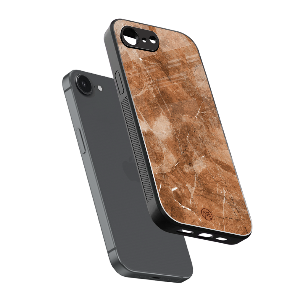caramel brown marble back phone cover | glass case for iphone 16e