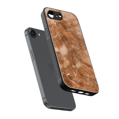 caramel brown marble back phone cover | glass case for iphone 16e