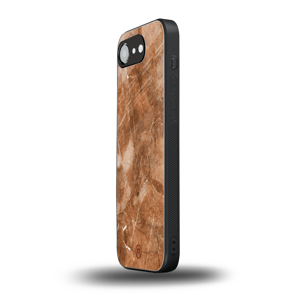 caramel brown marble back phone cover | glass case for iphone 16e