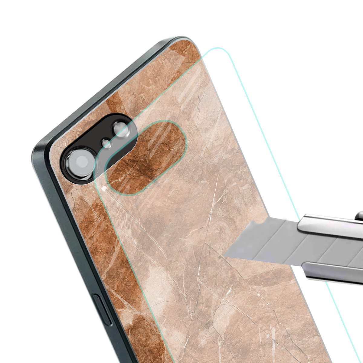 caramel brown marble back phone cover | glass case for iphone 16e