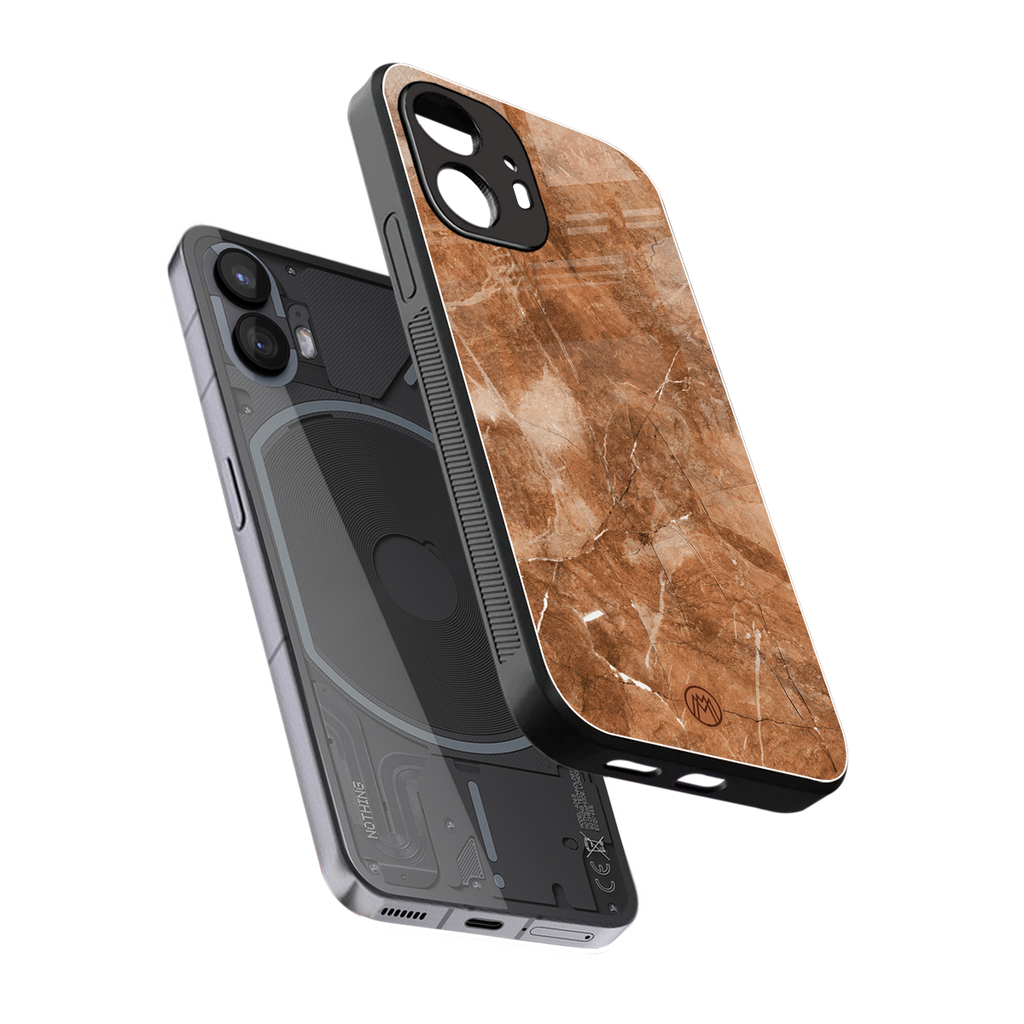 caramel brown marble back phone cover | glass case for nothing phone 2