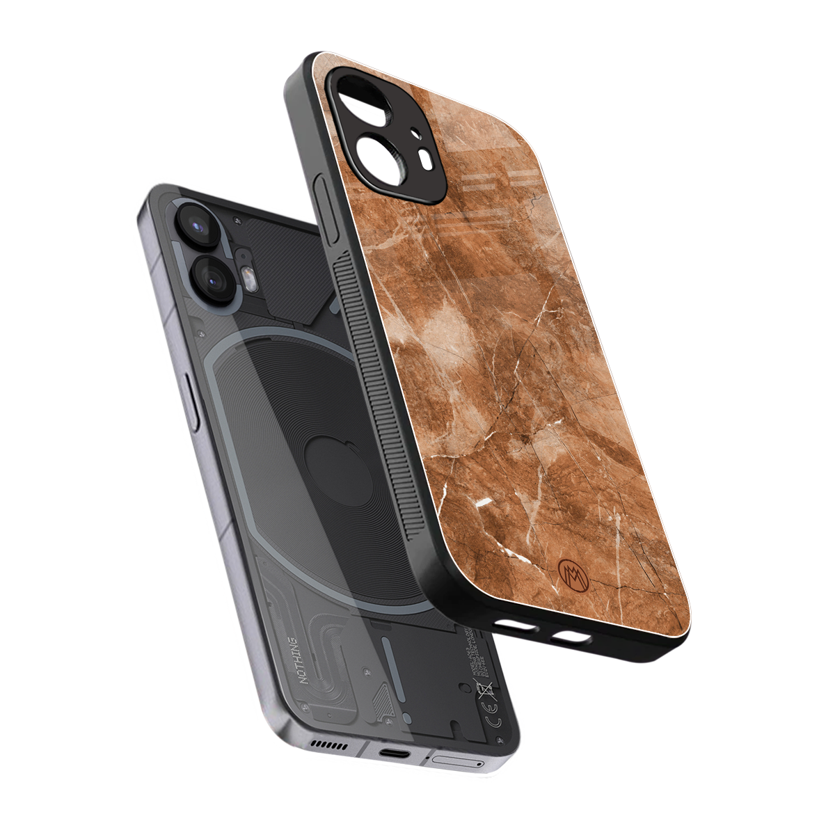 caramel brown marble back phone cover | glass case for nothing phone 2