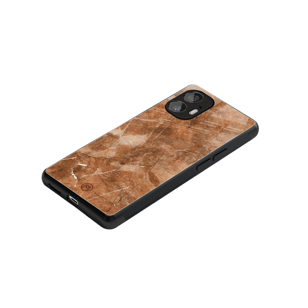 caramel brown marble back phone cover | glass case for nothing phone 2