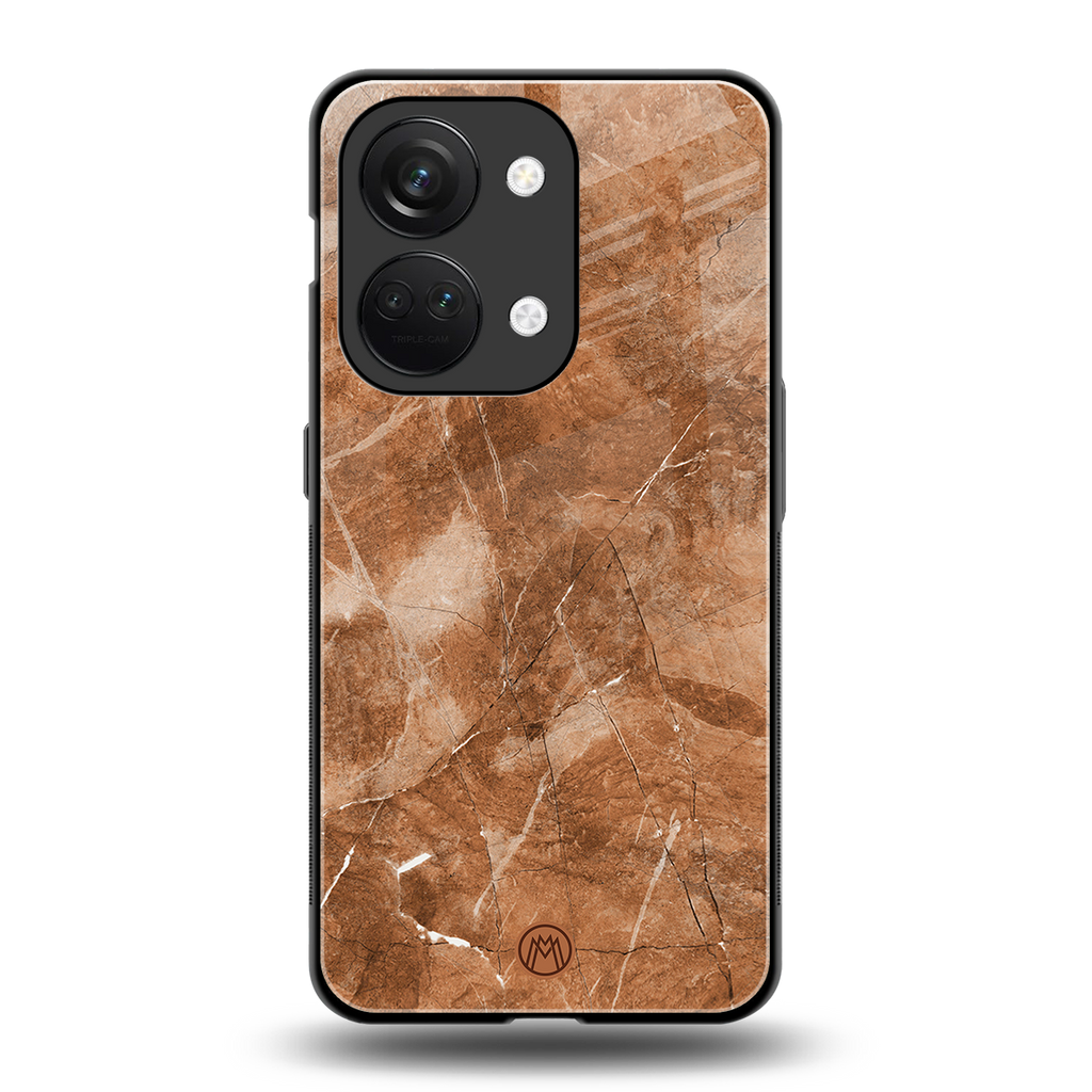 caramel brown marble back phone cover | glass case for oneplus nord 3