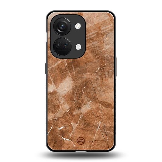 caramel brown marble back phone cover | glass case for oneplus nord 3