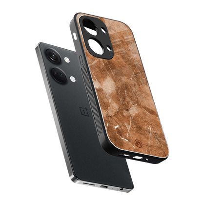 caramel brown marble back phone cover | glass case for oneplus nord 3