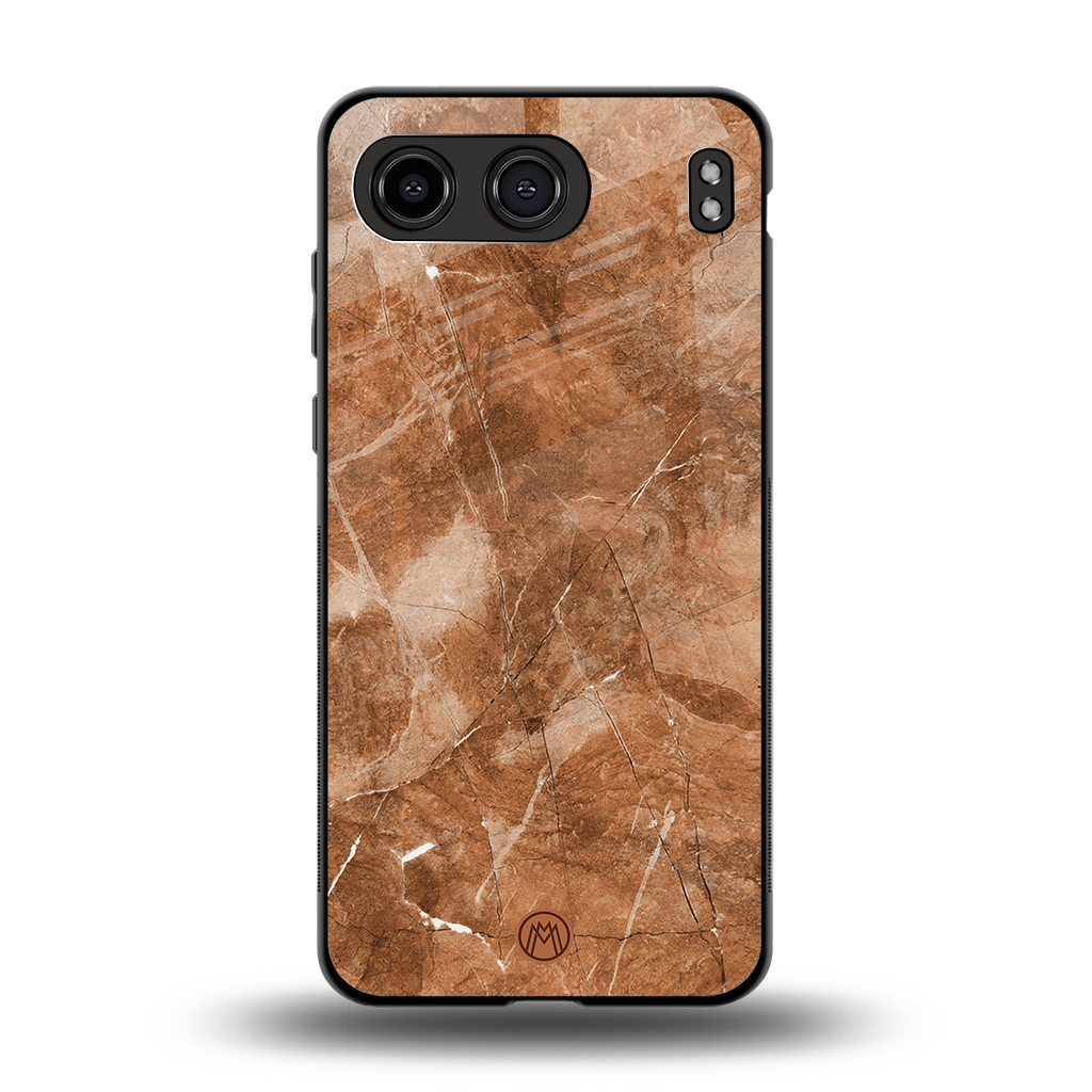 caramel brown marble back phone cover | glass case for oneplus nord 4
