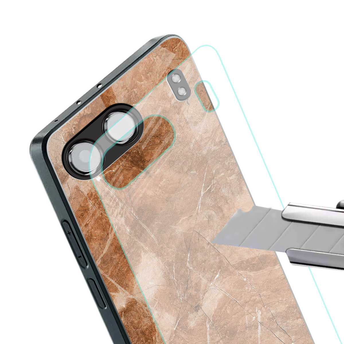 caramel brown marble back phone cover | glass case for oneplus nord 4