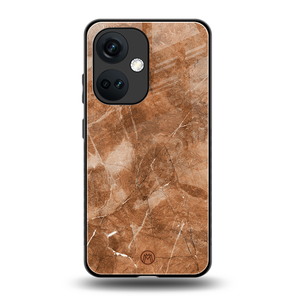 caramel brown marble back phone cover | glass case for oneplus nord ce 3