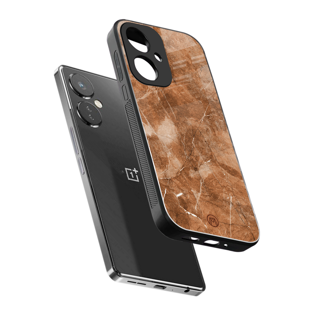 caramel brown marble back phone cover | glass case for oneplus nord ce 3