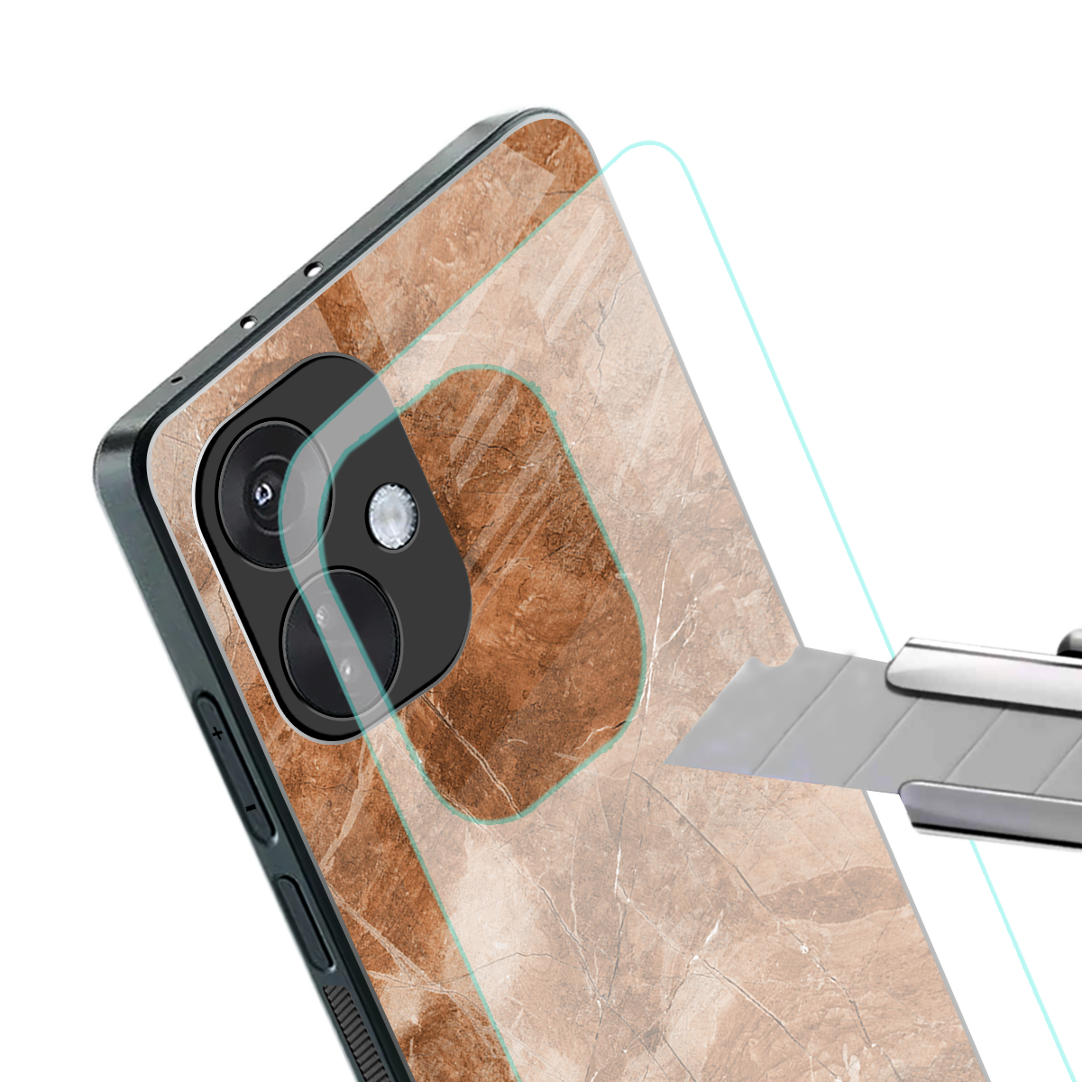 caramel brown marble back phone cover | glass case for oneplus nord ce 3