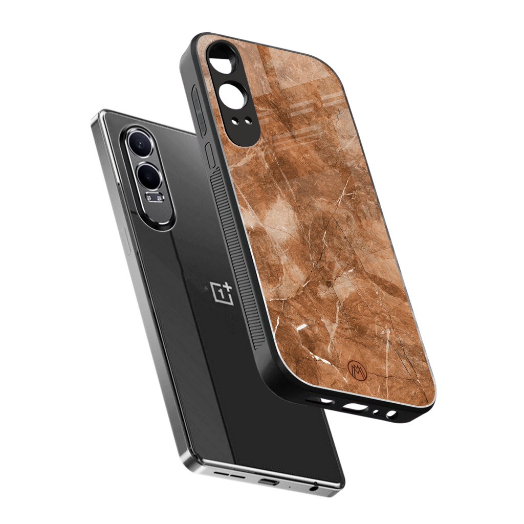 caramel brown marble back phone cover | glass case for oneplus nord ce 4 lite