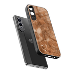 caramel brown marble back phone cover | glass case for oneplus nord ce 4 lite