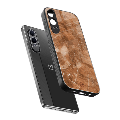 caramel brown marble back phone cover | glass case for oneplus nord ce 4 lite
