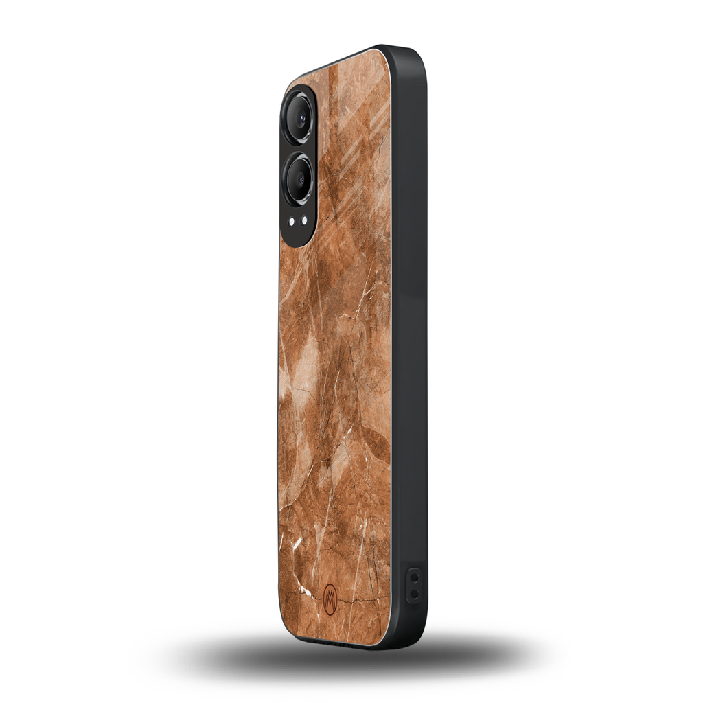 caramel brown marble back phone cover | glass case for oneplus nord ce 4 lite