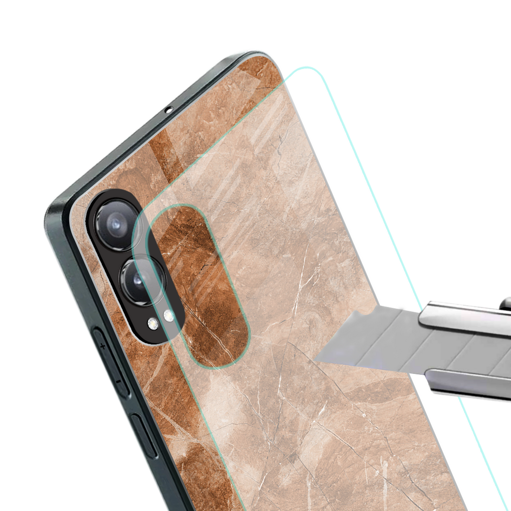 caramel brown marble back phone cover | glass case for oneplus nord ce 4 lite