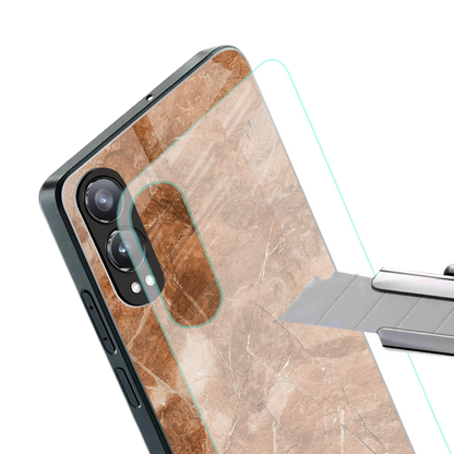 caramel brown marble back phone cover | glass case for oneplus nord ce 4 lite