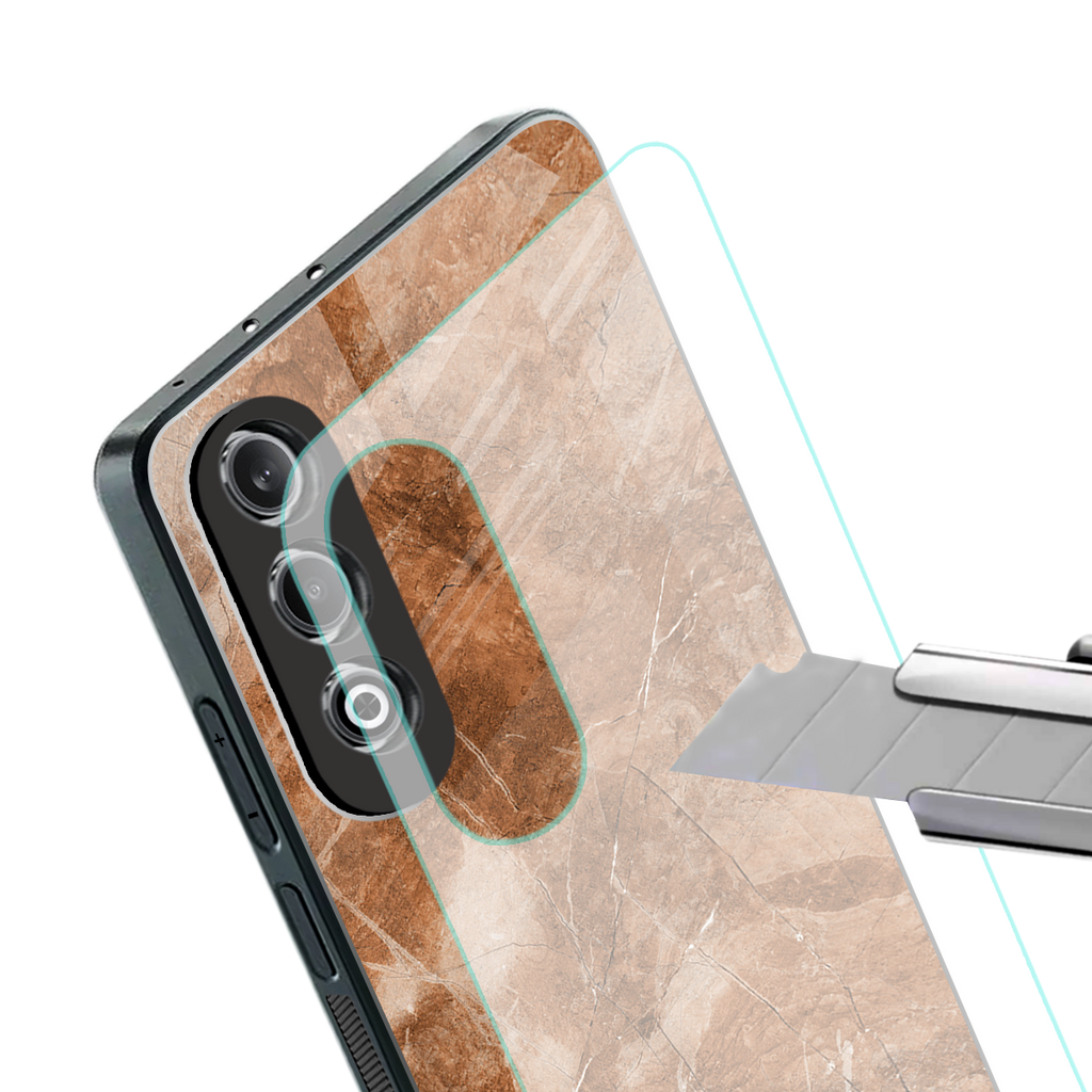 caramel brown marble back phone cover | glass case for oneplus nord ce 4