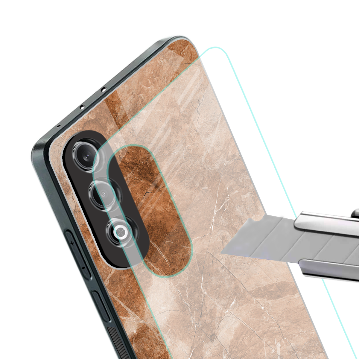 caramel brown marble back phone cover | glass case for oneplus nord ce 4