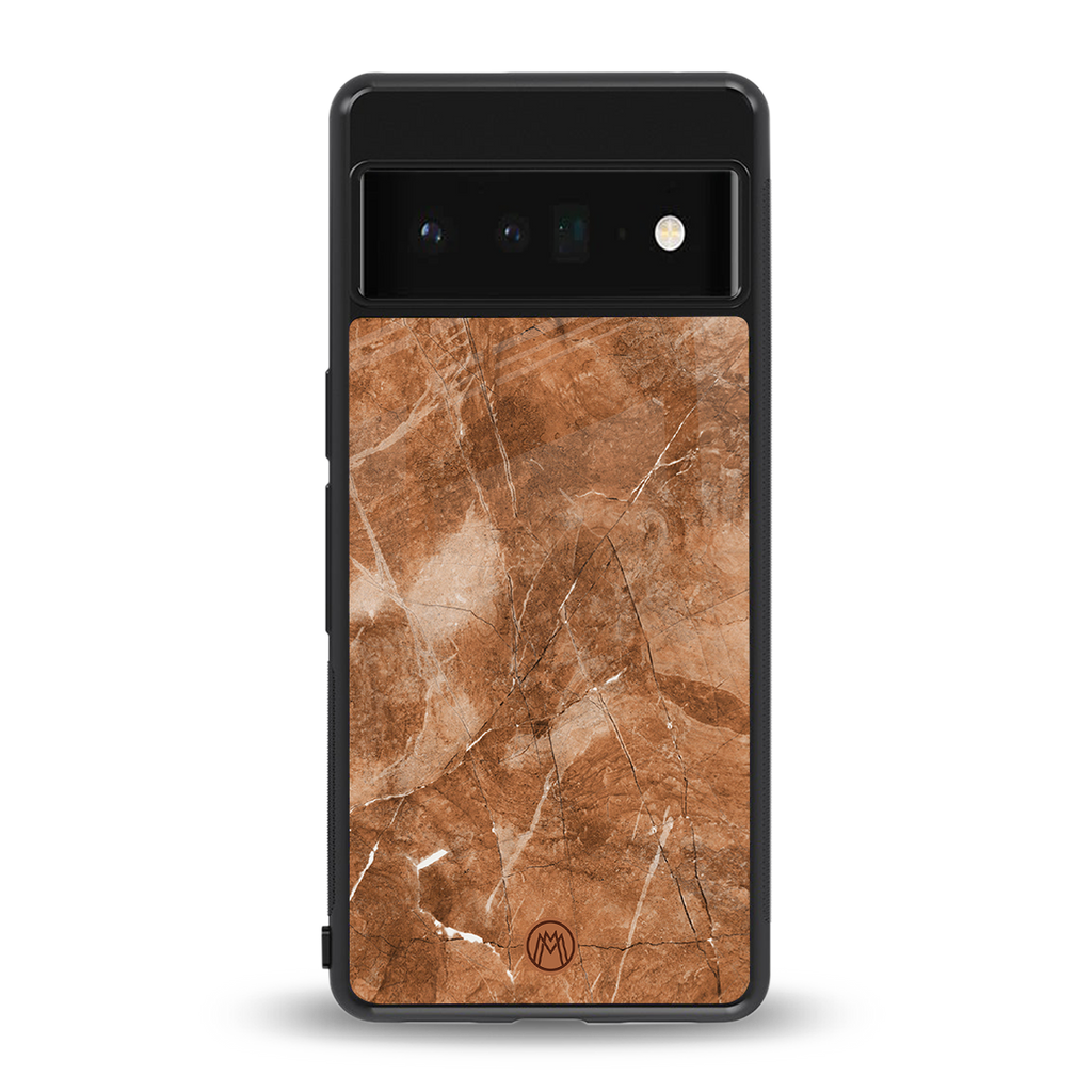 caramel brown marble back phone cover | glass case for google pixel 6 pro