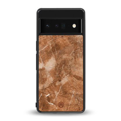 caramel brown marble back phone cover | glass case for google pixel 6 pro