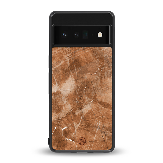 caramel brown marble back phone cover | glass case for google pixel 6 pro