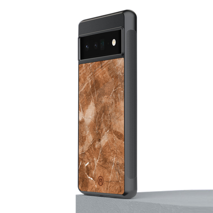 caramel brown marble back phone cover | glass case for google pixel 6 pro