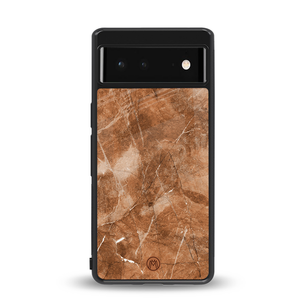 caramel brown marble back phone cover | glass case for Google Pixel 6A
