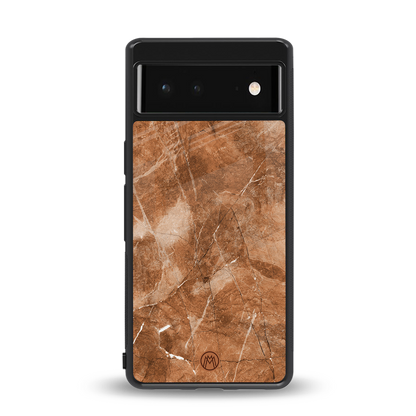 caramel brown marble back phone cover | glass case for Google Pixel 6A