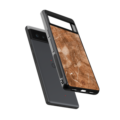caramel brown marble back phone cover | glass case for google pixel 6