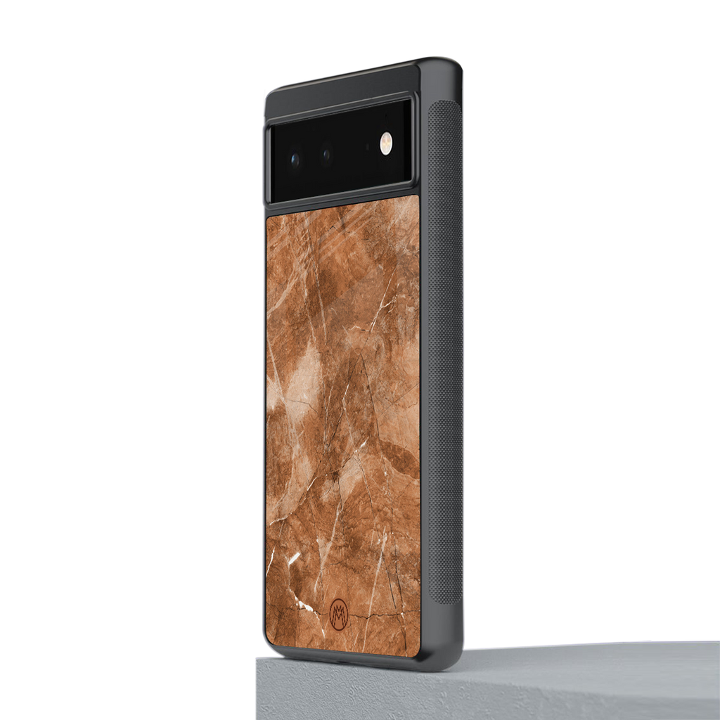 caramel brown marble back phone cover | glass case for google pixel 6