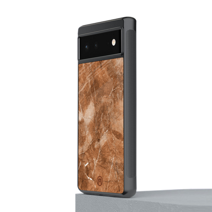 caramel brown marble back phone cover | glass case for google pixel 6