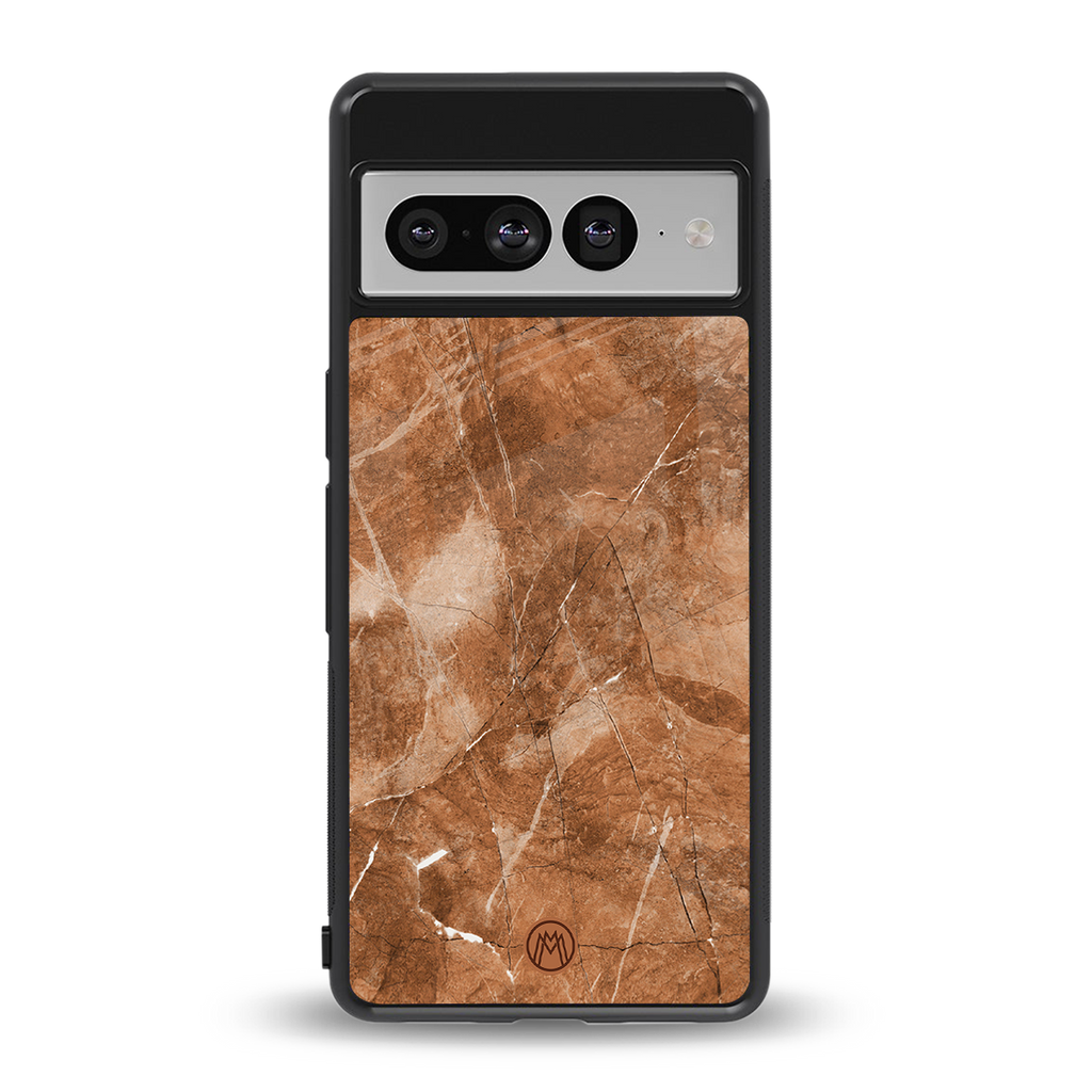 caramel brown marble back phone cover | glass case for google pixel 7 pro
