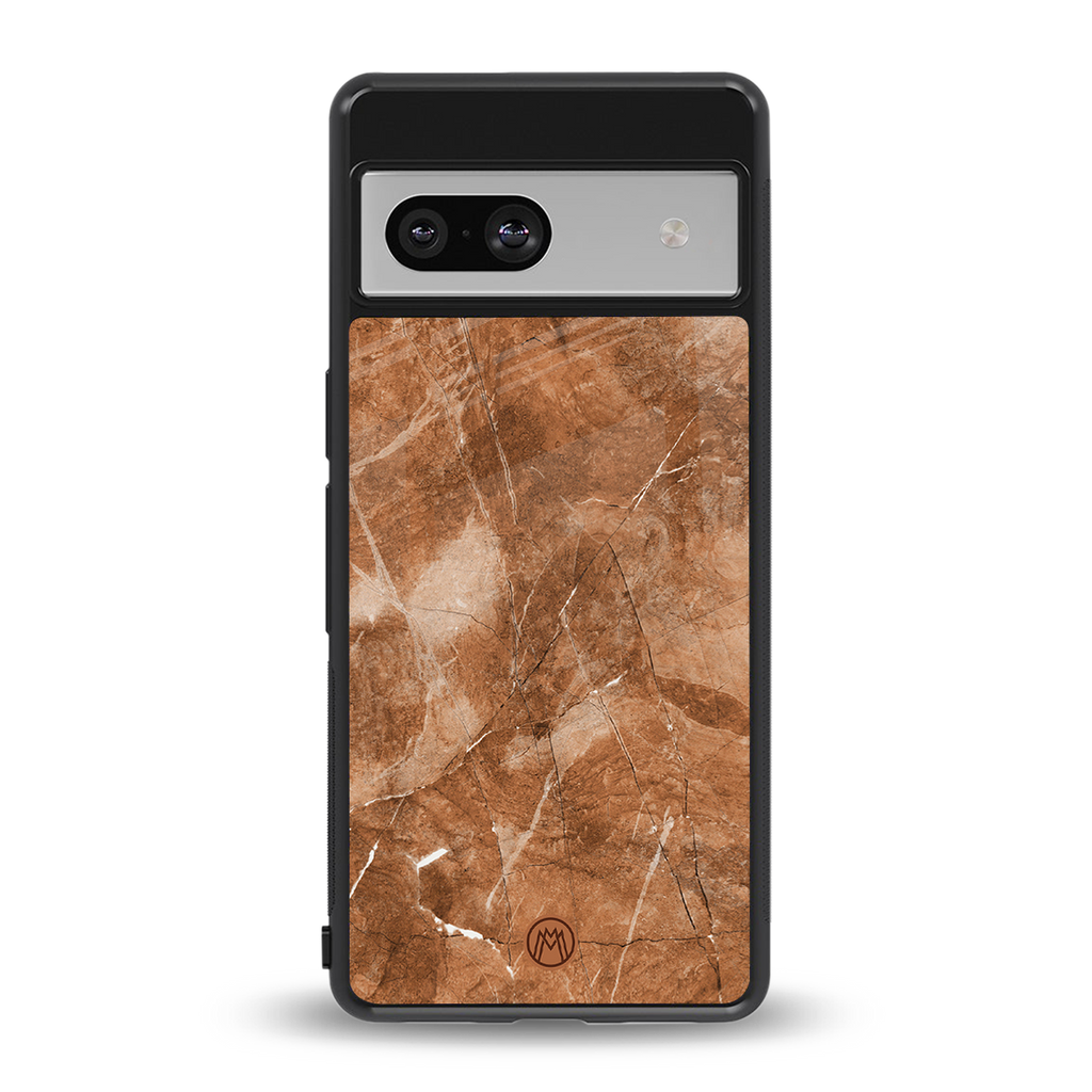 caramel brown marble back phone cover | glass case for Google Pixel 7A